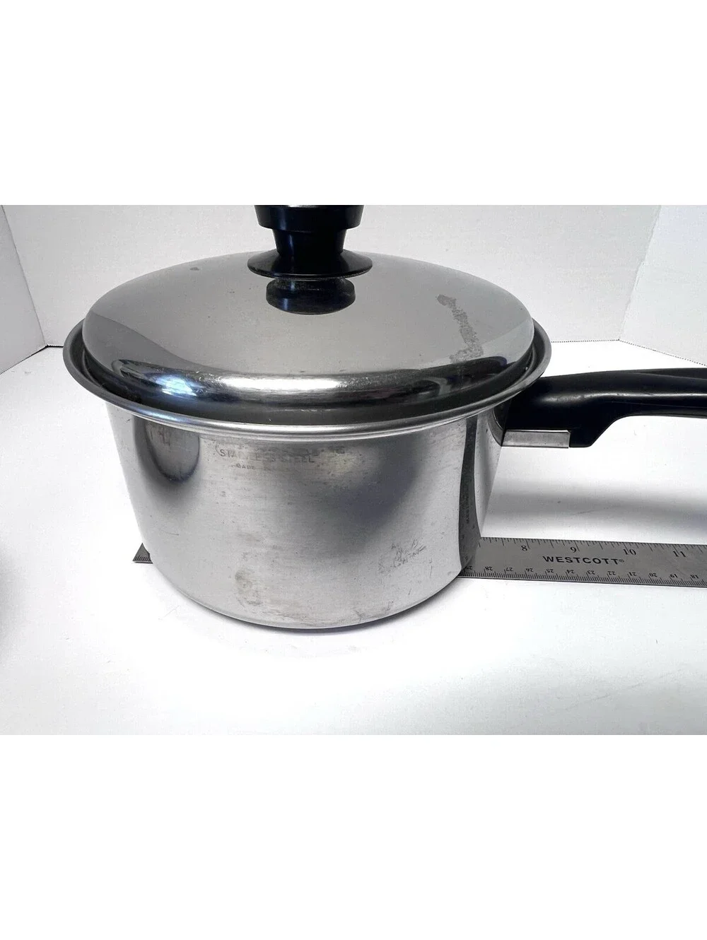 Set of 2 Vtg Lustre Craft 1 Qt & 2 Qt Multi-core Stainless Saucepan Pot w/ Lids